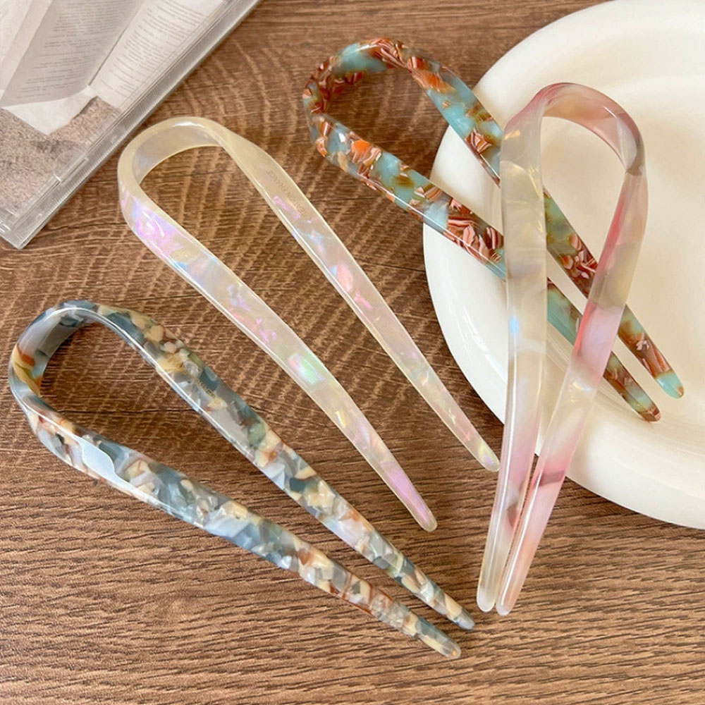 Tech Accessories Women - 레트로 U자형 여성용 헤어클립, 우아한 분위기의