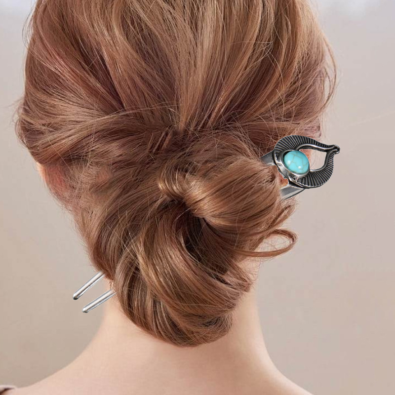 이집트 청록색 U자형 헤어 포크 여성용 메탈 헤어 스틱 - Tech Accessories Women 리뷰 및 가격