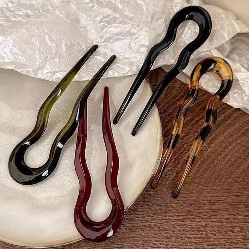 여성용 우아한 아크릴 U자형 머리핀, 머리 뒤쪽용 머리 - Tech Accessories Women 리뷰 및 가격