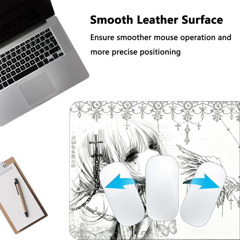 가죽 마우스 패드 블랙 화이트 애니메이션 미학 천사 소 - Tech Accessories For Desk 리뷰 및 가격